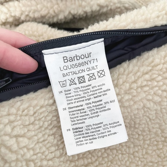 Barbour Navy Blue Quilted Battalion Sherpa Lined Moto Jacket Size M/8 - Picture 11 of 11